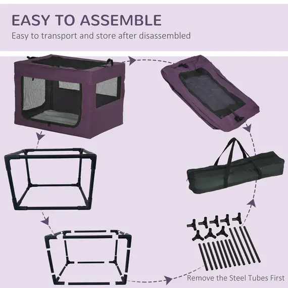 Buy 90cm Pet Carrier Bag, with Cushion for Medium, Large Dogs - Purple, 6 image