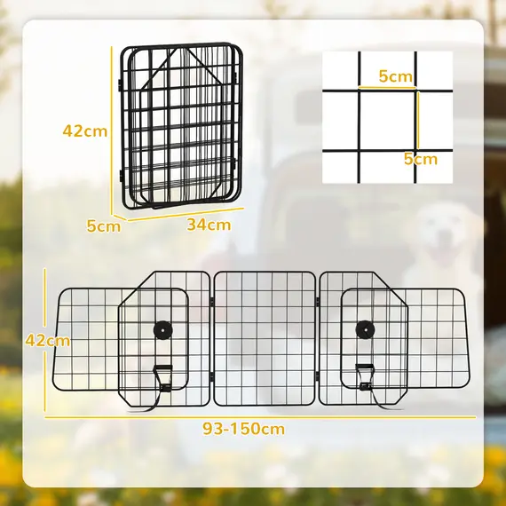 Buy Dog Guard for Cars, Vans, Vehicles, with 93-150cm Adjustable Width, 3 image