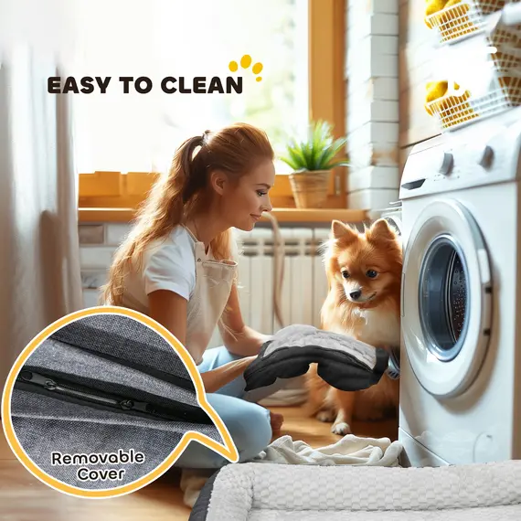 Buy Calming Dog Bed Pet Mattress w/ Removable Cover, Anti-Slip Bottom, for Large Dogs, 120L x 80W x 22Hcm - Charcoal Grey, 8 image