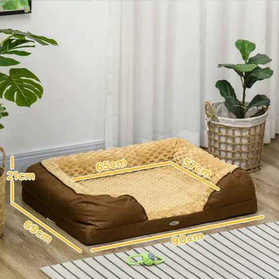 Buy Calming Dog Bed Pet Mattress w/ Removable Cover, Anti-Slip Bottom, for Medium Dogs, 90L x 69W x 21Hcm - Brown, 3 image