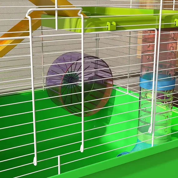 Buy Hamster Cage w/ Water Bottle, Exercise Wheel, Tubes, Ramps - Green, 8 image