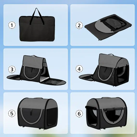 Buy Folding Fabric Soft Pet Crate, 46Lx36Wx41H cm - Black, 9 image