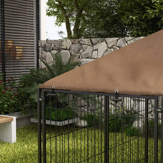 Buy Outdoor Dog Kennel Puppy Play Pen with Canopy Garden Playpen Fence Crate Enclosure Cage Rotating Bowl 211 x 141 x 151 cm, 9 image
