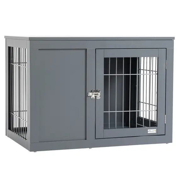 Buy Furniture Style Dog Crate for Small and Medium Dogs, End Table Pet Cage with Two Lockable Doors - Grey