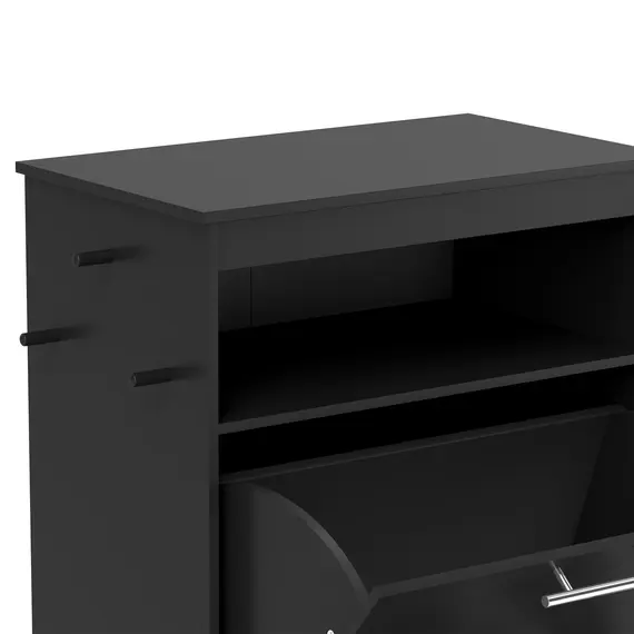 Buy Pet Feeder Station, Dog, Cat Storage Container, with Raised Bowls, Hanger, Cabinet - Black, 8 image