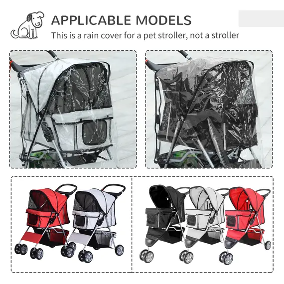 Buy Pet Travel Stroller with Rain Cover, 3 Wheels Foldable Cat Dog Pushchair with Storage Basket and Cupholder for Small Miniature Dogs(Black), 8 image
