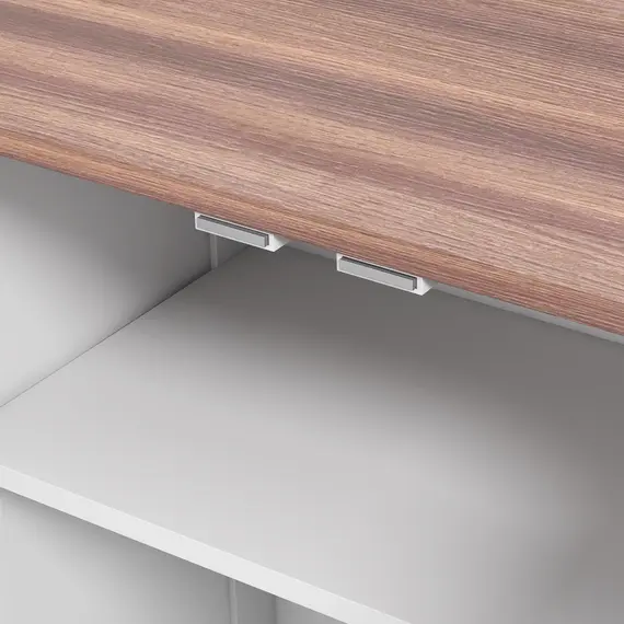 Buy Pet Feeding Station with Raised Dog Bowls, Adjustable Panel, Hooks, Dog Food Storage Cabinet, White, 8 image