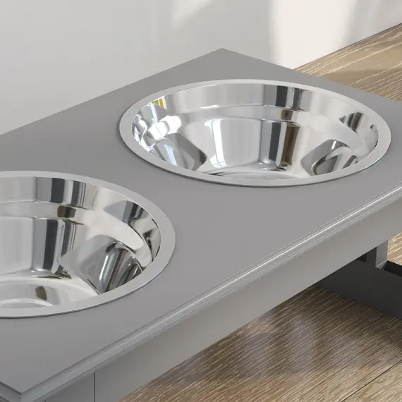 Buy Raised Dog Feeding Bowls with Stand, Stainless Steel for  Extra Small and Small Dog, 44L x 24W x 15H cm - Grey, 9 image