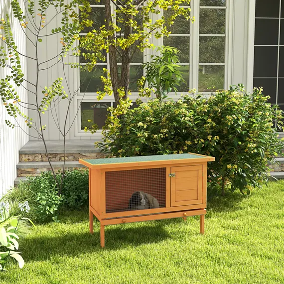Buy Rabbit Hutch Outdoor Guinea Pig Hutch Bunny Cage Shelter Outdoor, 90 x 45 x 65cm, 2 image