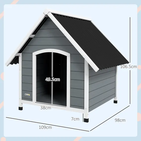 Buy Outdoor Dog Kennel, Wooden Dog House, with Removable Floor, Anti-Corrosion Wood, for Large Dogs, 106.5H x 110W x 98Dcm, 3 image