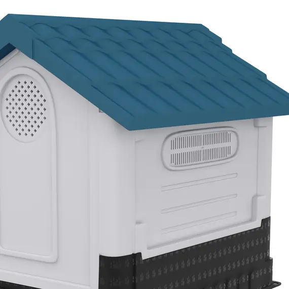 Buy Plastic Dog Kennel with Windows, for Garden Patio, Medium and Large Dogs, 101 x 88 x 99cm - Blue, 8 image
