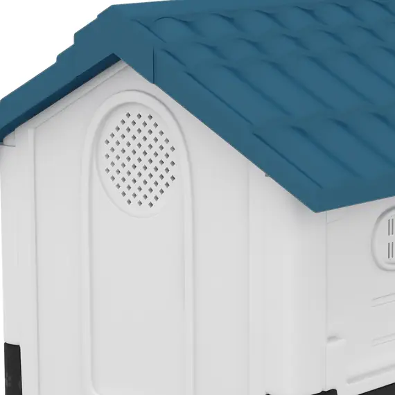 Buy Plastic Dog Kennel with Windows, for Garden Patio, Miniature and Small Dogs, 80 x 69 x 76cm - Blue, 8 image
