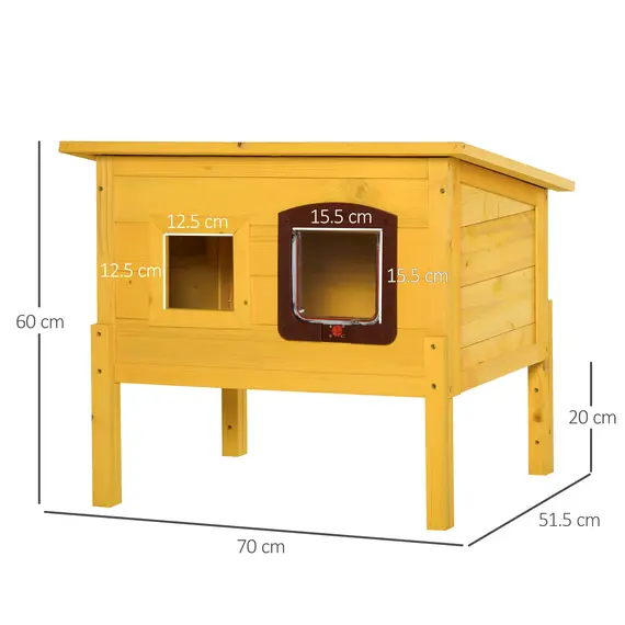 Buy Garden Wooden Cat House Hide Cage Outdoor Pet Play Home Water-resistant Roof Kitty Shelter Kennel w/ith Door & Window, 3 image