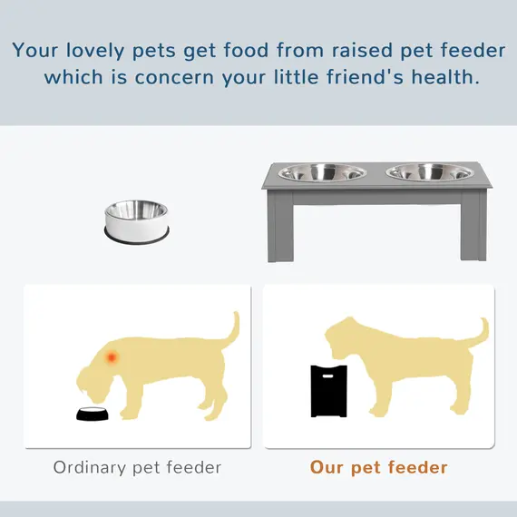Buy Raised Dog Feeding Bowls with Stand, Stainless Steel for  Extra Small and Small Dog, 44L x 24W x 15H cm - Grey, 4 image