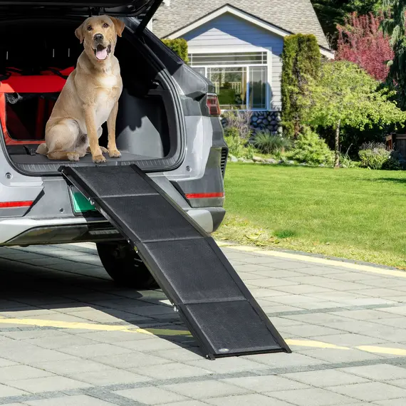 Buy Folding Dog Ramp for Car, Portable Pet Ramp, with Non-Slip Surface, Aluminium Alloy Frame, for XL Dogs, 2 image