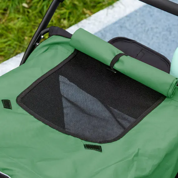 Buy Foldable Pet Stroller, with Washable Cushion, Storage Bags, Safety Leash, for Medium, Large Dogs, Cats - Green, 8 image