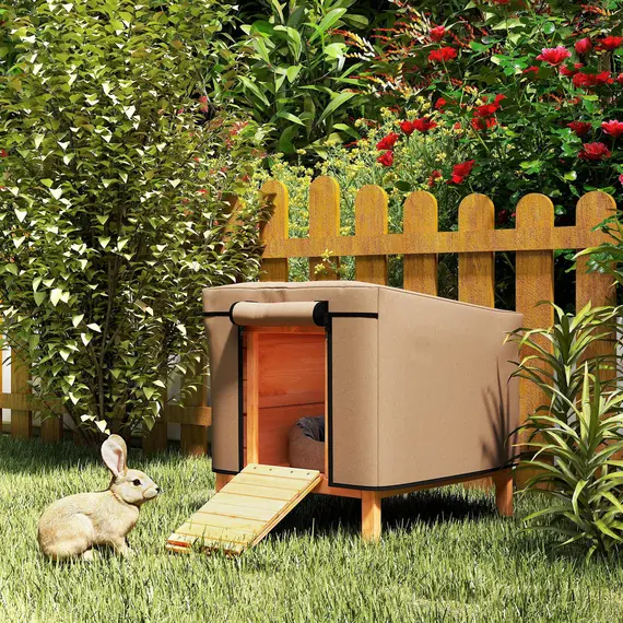 Buy Waterproof Rabbit Hutch Cover for X-D2-0047 and Similar Model Rabbit Hutch, 43 x 52 x 37 cm, Brown, 7 image
