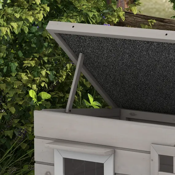 Buy Wooden Outdoor Cat House, Elevated Cat Shelter Kennel, Pet Play House with Openable Top, 8 image