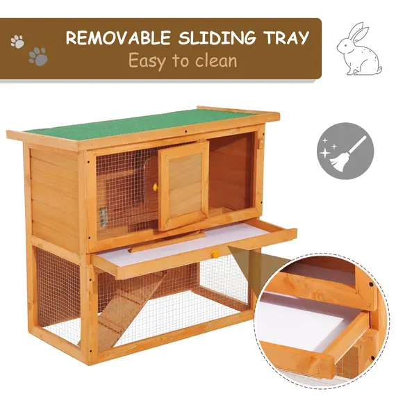 Buy Wooden 90cm 2 Tiers Guinea Pigs Hutches, 4 image