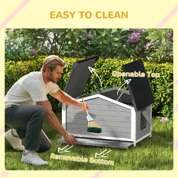 Buy Wooden Dog Kennel for Outside, for Medium Dogs, 65H x 97L x 72Wcm, Grey, 5 image