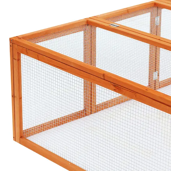 Buy Wooden Rabbit Hutch Cage 6ft with Wire Mesh, Openable Roof, Play Space for Outdoor, Natural Wood Finish, 7 image
