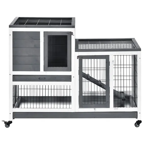 Buy Small Animals 2-TierFir Wood Guinea Pigs Hutches Indoor Hutch Grey, 9 image
