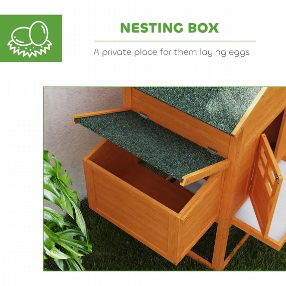 Buy Wooden Chicken Coop with Run, Nesting Box, Slide-out Tray, Ramp, Perches, Asphalt Roof, 179 x 67 x 115cm, 6 image