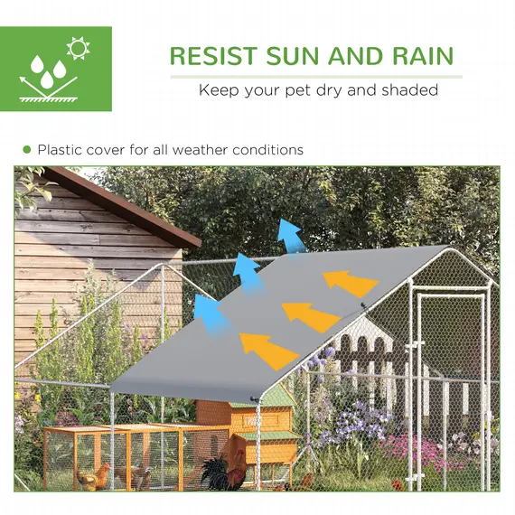 Buy Walk In Chicken Run with Chicken Activity Shelf and Cover, 3 x 4 x 2m, 5 image