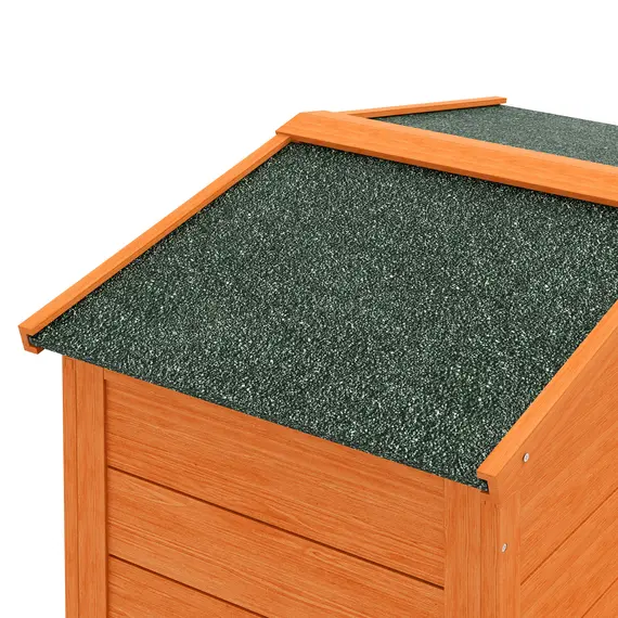 Buy Two-Tier Rabbit Hutch with Run, Ramp, Slide-Out Tray, for Garden - Orange, 9 image