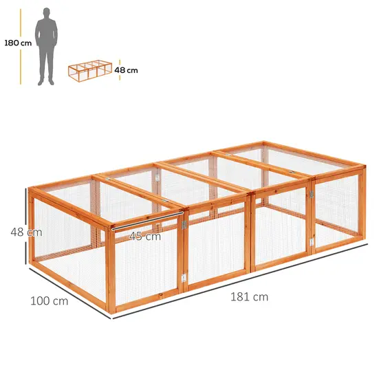 Buy Wooden Rabbit Hutch Cage 6ft with Wire Mesh, Openable Roof, Play Space for Outdoor, Natural Wood Finish, 3 image
