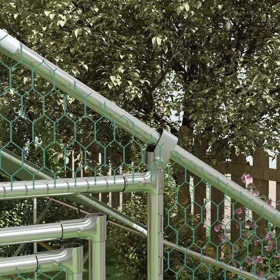 Buy Walk in Chicken Run w/ Cover, Feeding Door, Hanging Feeder, Perch, for 12-18 Poultry, 8 image