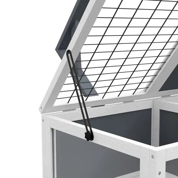 Buy Tortoise Table with Wooden Lamp Holder, Wooden Tortoise House w/ Openable Lids, Pull-Out Trays - Grey, 9 image