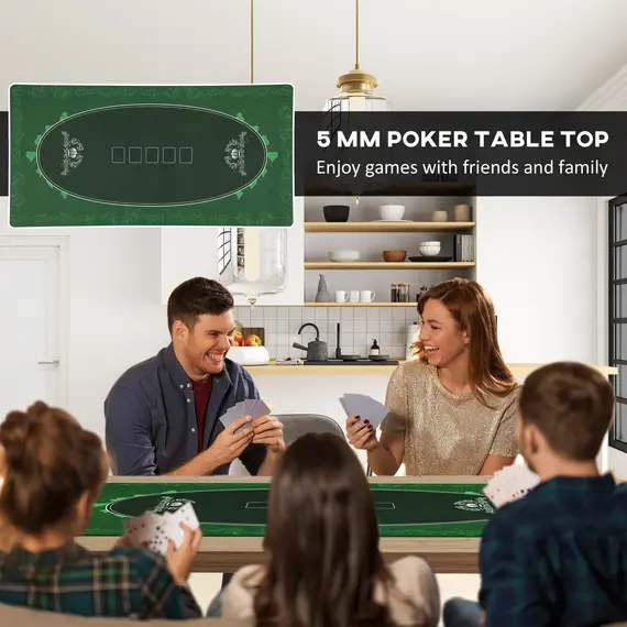Buy 120 x 60 cm Professional Texas Hold'em Poker Mat 6 Player Water-Resistant Poker Table Top Rubber Poker Table Mat with Felt Surface Carry Bag, Green, 4 image