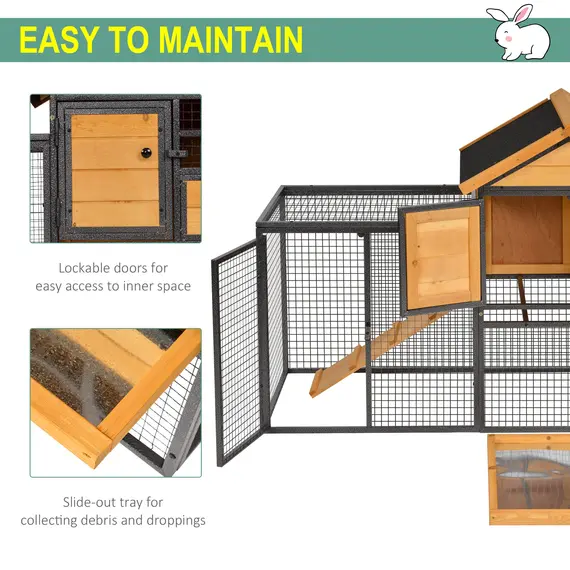 Buy Wood-metal Guinea Pigs Hutches Elevated Pet Bunny House Rabbit Cage with Slide-Out Tray Outdoor, 5 image