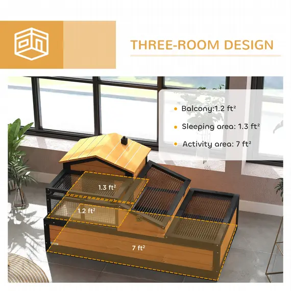 Buy Wooden Tortoise House with Balcony, Tray, Roof, for Indoor and Outdoor, Yellow, 4 image