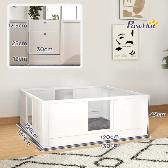 Buy Whelping Box for Dogs with Whelping Pad, Adjustable Entrance, Non-slip Foot Pads, for Large Dogs, 124 x 120cm, 3 image