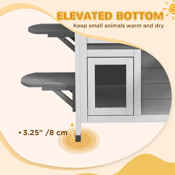 Buy Cat House Outdoor, Weatherproof Wooden Cat Enclosure for Feral Cats with Escape Door, Openable Roof, Jumping Platforms, Grey, 6 image