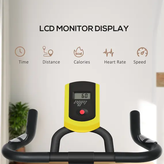 Buy Exercise Bike, Indoor Stationary Bike, Cycling Machine with Adjustable Seat and Resistance for Home Gym Workout, Yellow, 4 image