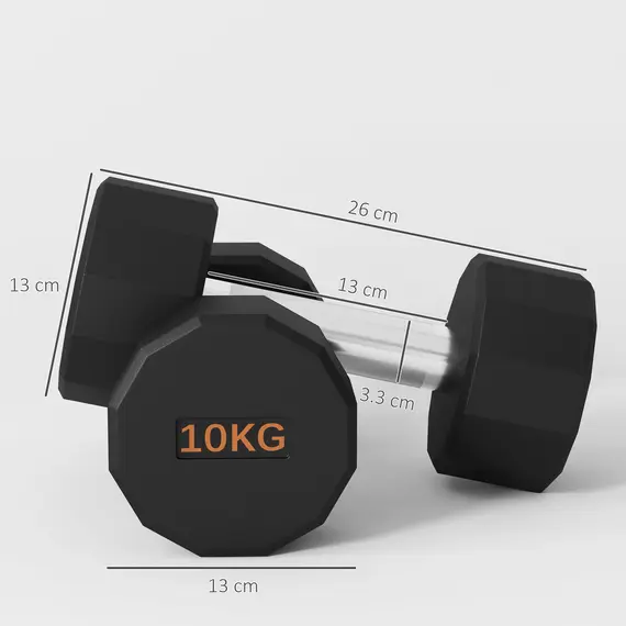 Buy 2 x 10kg Dumbbells Weights Set with 12-Sided Shape and Non-Slip Grip for Men Women Home Gym Workout, 3 image