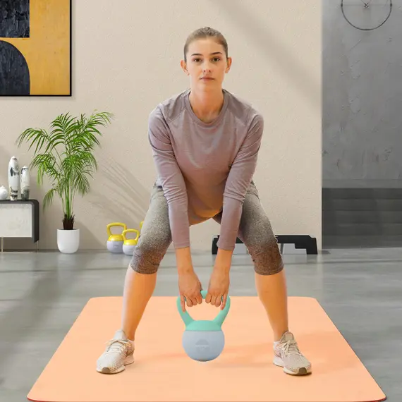 Buy 4KG Soft Kettlebell, Kettlebell with Non-Slip Handle for Home Gym, Weight Lifting, Strength Training, Green/Grey, 2 image