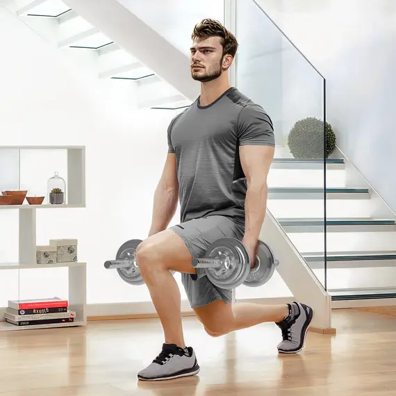 Buy 20kg Adjustable Weights Dumbbells Set, 2-in-1 Dumbbells and Barbell with Non-slip Handle, Free Weights Set for Home Gym Weight Lifting and Strength Training, 2 image