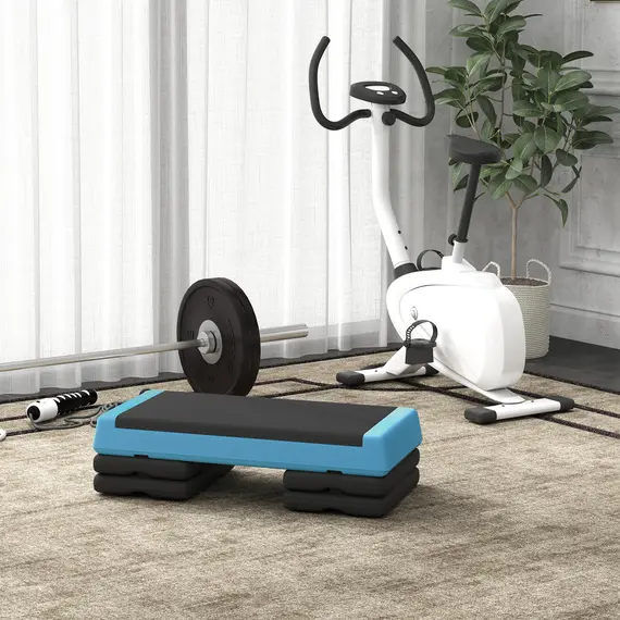Buy Adjustable Fitness Stepper, with Non-Slip Surface, for Home, Gym, Office Workout, Light Blue, 7 image