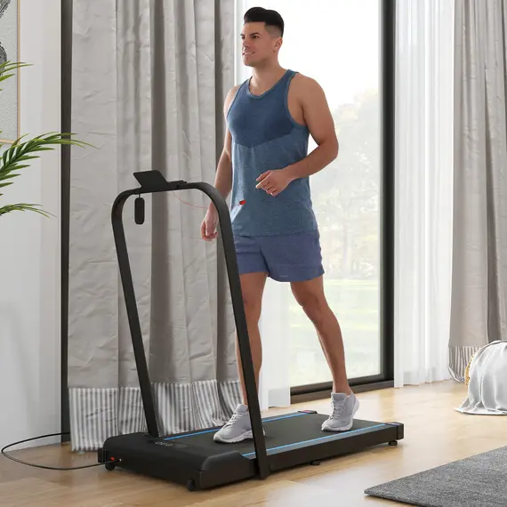 Buy 2.5HP Walking Pad, 1-6km/h Folding Treadmill with Remote Control and LED Display for Home Gym Office, Blue, 2 image