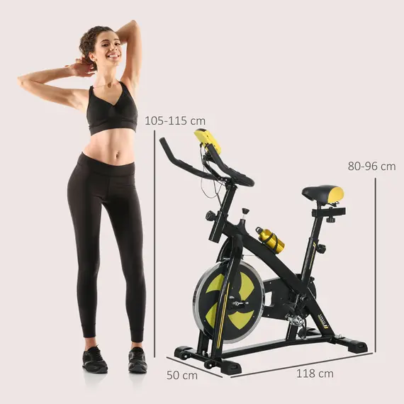 Buy Exercise Bike, Indoor Stationary Bike, Cycling Machine with Adjustable Seat and Resistance for Home Gym Workout, Yellow, 3 image