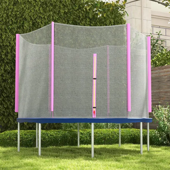 Buy 8ft Trampoline Net Replacement with 6 Plastic Pole Covers, Weather-Resistant Trampoline Netting Replacement with Zipped Entrance, Poles Not Included, Pink, 7 image