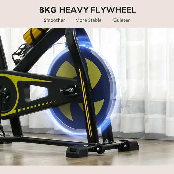 Buy Exercise Bike, Indoor Stationary Bike, Cycling Machine with Adjustable Seat and Resistance for Home Gym Workout, Yellow, 8 image
