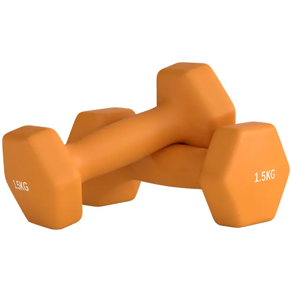 Buy 2 x 1.5kg Hexagonal Dumbbells Weights Set with Non-Slip Grip for Home Gym Workout, Orange