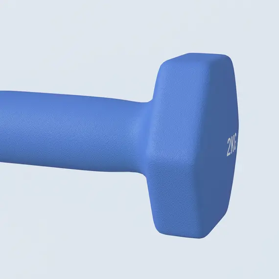 Buy 2 x 2kg Hexagonal Dumbbells Weights Set with Non-Slip Grip for Home Gym Workout, Blue, 9 image