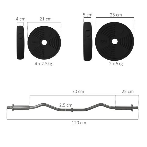 Buy 25kg Barbell Set, Adjustable Weights with Curl bar and Non-Slip Handle, for Women and Men Weight Lifting Training, 3 image