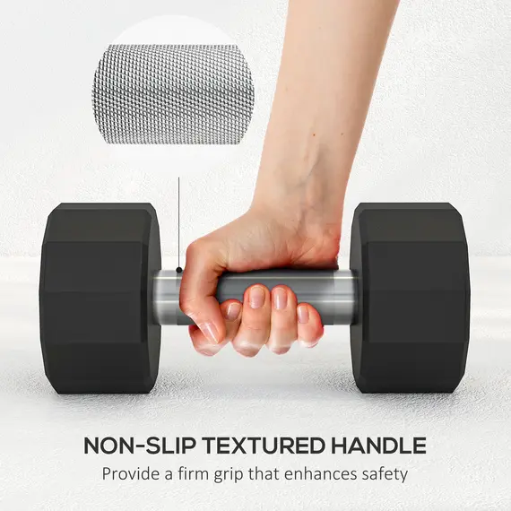 Buy 2 x 10kg Dumbbells Weights Set with 12-Sided Shape and Non-Slip Grip for Men Women Home Gym Workout, 6 image